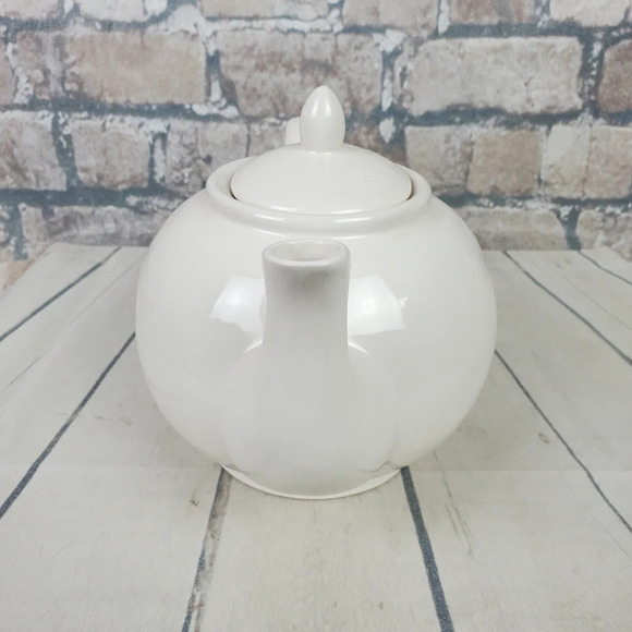 Rae Dunn Magenta Tepot Typewriter Font Ceramic Dimpled White - Picture 7 of 14